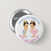 Prince oder Princess Gender Reveal Pink Blue Gold Button (Vorne & Hinten)