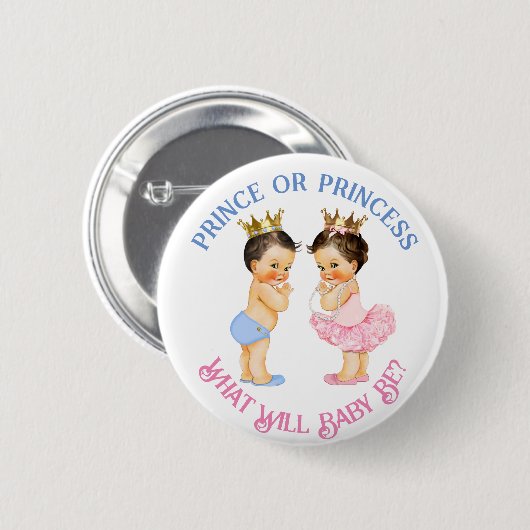 Prince oder Princess Gender Reveal Pink Blue Gold Button (Vorne & Hinten)