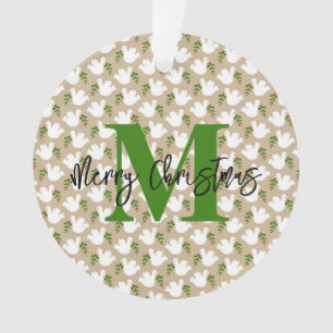 Prince of Peace Dove INITIAL Frohe Weihnachten Ornament
