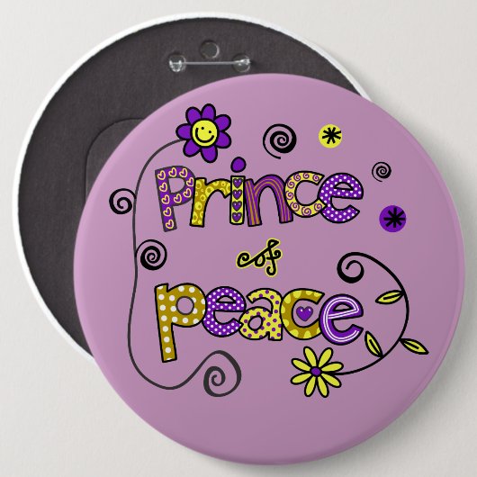 Prince of Peace I Doodles I Lila I 6x6 Schaltfläch Button (Vorne & Hinten)