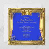 Prince on Way Baby Shower Royal Blue Gold Einladung (Rückseite)