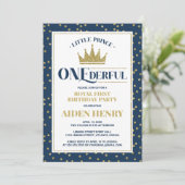 Prince ONEderful First Birthday Party Einladung (Stehend Vorderseite)