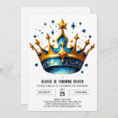 Prince Pink Birthday Crown Einladung (Vorne/Hinten)