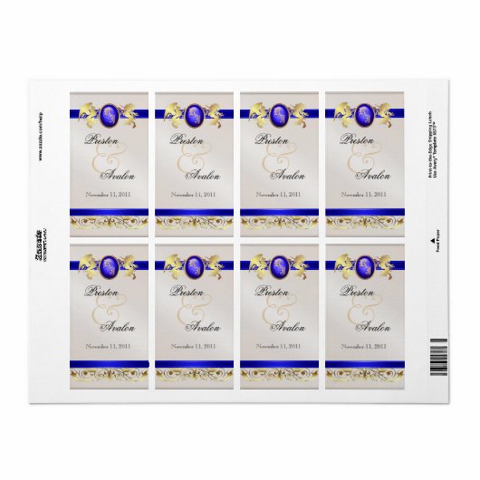 Prince & Princess Blue Jewel Wine Wedding Label (Vorne)