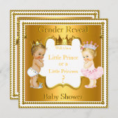 Prince Princess Gender Reveal Baby Shower Blonde Einladung (Vorne/Hinten)