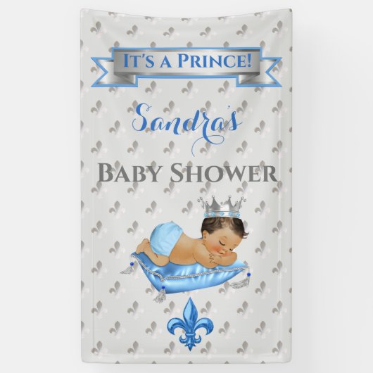 Prince Royal Baby Blue & Silver Pillow Boy Banner (Vertikal)