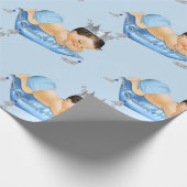 Prince Royal Baby Blue & Silver Pillow Boy Geschenkpapier (Ecke)
