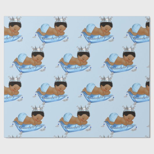 Prince Royal Baby Blue & Silver Pillow Boy Geschenkpapier (Flach)