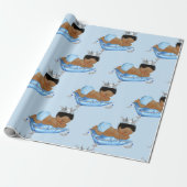 Prince Royal Baby Blue & Silver Pillow Boy Geschenkpapier (Ungerollt)