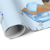 Prince Royal Baby Blue & Silver Pillow Boy Geschenkpapier (Rolleneckpunkt)