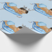 Prince Royal Baby Blue & Silver Pillow Boy Geschenkpapier (Ecke)