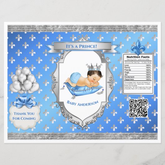 Prince Royal Baby Blue & Silver Pillow Chip Bag (Vorderseite)