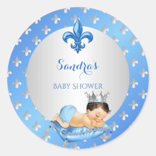 Prince Royal Baby Blue & Silver Pillow Runder Aufkleber