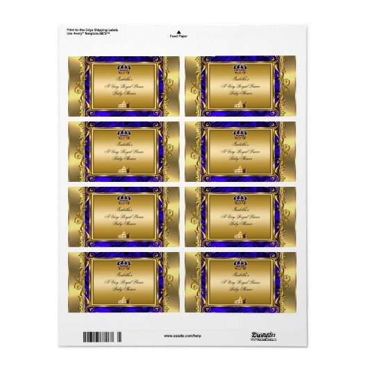 Prince Royal Blue Baby Shower Regal Gold Boy (Vorne)
