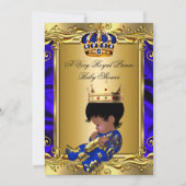 Prince Royal Blue Baby Shower Regal Gold Boy 2 Einladung (Vorderseite)
