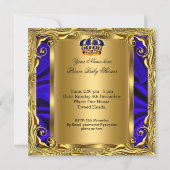 Prince Royal Blue Baby Shower Regal Gold Boy Einladung (Rückseite)