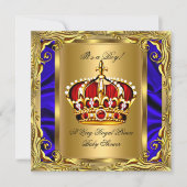 Prince Royal Blue Baby Shower Regal Red Gold Boy Einladung (Vorderseite)