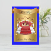 Prince Royal Blue Boy Baby Shower Crown Einladung (Stehend Vorderseite)