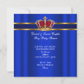 Prince Royal Blue Boy Baby Shower Crown Einladung (Rückseite)