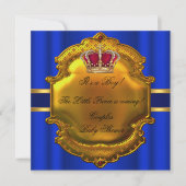 Prince Royal Blue Boy Baby Shower Crown Einladung (Vorderseite)