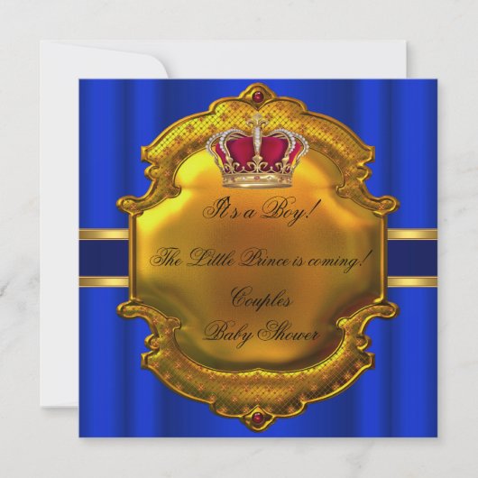 Prince Royal Blue Boy Baby Shower Crown Einladung (Vorderseite)