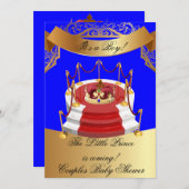 Prince Royal Blue Boy Baby Shower Crown Einladung (Vorne/Hinten)