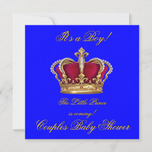Prince Royal Blue Boy Baby Shower Crown Einladung