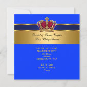 Prince Royal Blue Boy Baby Shower Crown Einladung (Rückseite)