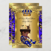 Prince Royal Blue Boy Baby Shower Regal Gold 2 Einladung (Vorne/Hinten)