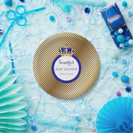 Prince Royal Blue Crown Pappteller (Party)