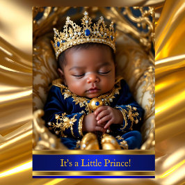 Prince Royal Blue Gold Baby Dusche Ethnic Einladung