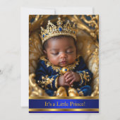 Prince Royal Blue Gold Baby Dusche Ethnic Einladung (Vorderseite)
