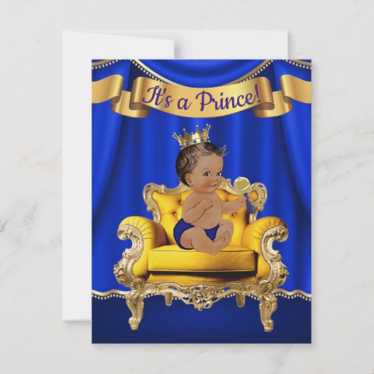 Prince Royal Blue Gold Baby Shower Einladungen (Vorderseite)