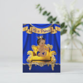 Prince Royal Blue Gold Baby Shower Einladungen (Stehend Vorderseite)