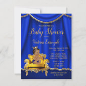 Prince Royal Blue Gold Baby Shower Einladungen (Rückseite)