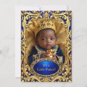 Prince Royal Blue Gold Baby Shower Rattle Ethnic Einladung (Vorderseite)