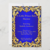 Prince Royal Blue Gold Baby Shower Rattle Ethnic Einladung (Rückseite)