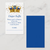 Prince Royal Blue Gold Elephant Diaper Raffle Begleitkarte (Vorne/Hinten)