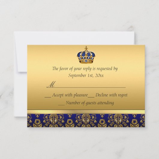 Prince Royal Blue Regal Crown Taufe UAWG RSVP Karte (Vorderseite)