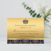 Prince Royal Blue Regal Crown Taufe UAWG RSVP Karte (Stehend Vorderseite)