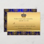 Prince Royal Blue Regal Crown Taufe UAWG RSVP Karte (Vorne/Hinten)