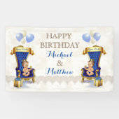 Prince Royal Blue Throne Twins Boy Maßgeschneidert Banner (Horizontal)