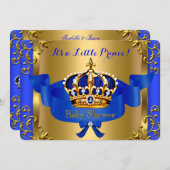 Prince Royal Couples Baby Shower Boy Blue Gold Einladung (Vorne/Hinten)