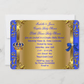 Prince Royal Couples Baby Shower Boy Blue Gold Einladung (Rückseite)