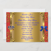 Prince Royal Couples Baby Shower Boy Red Blue Gold Einladung (Rückseite)