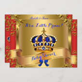 Prince Royal Couples Baby Shower Boy Red Blue Gold Einladung (Vorne/Hinten)