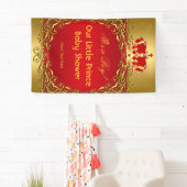 Prince Royal Gold Red Crown Baby Shower Boy Banner (Insitu)