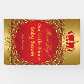 Prince Royal Gold Red Crown Baby Shower Boy Banner (Horizontal)