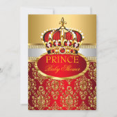 Prince Royal Red Crown Baby Shower Einladung (Vorderseite)