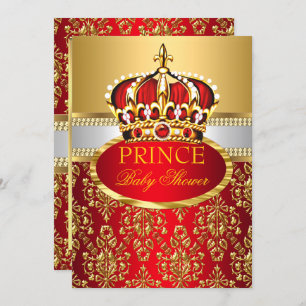 Prince Royal Red Crown Baby Shower Einladung